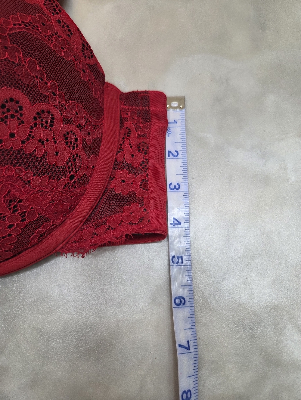 Cacique Boost Balconette Red Lace/Black Underwire Bra Size 44DD - Picture 4 of 8